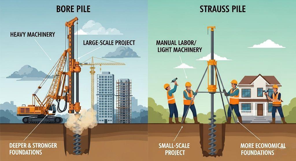 Perbedaan Bore Pile dan Strauss Pile