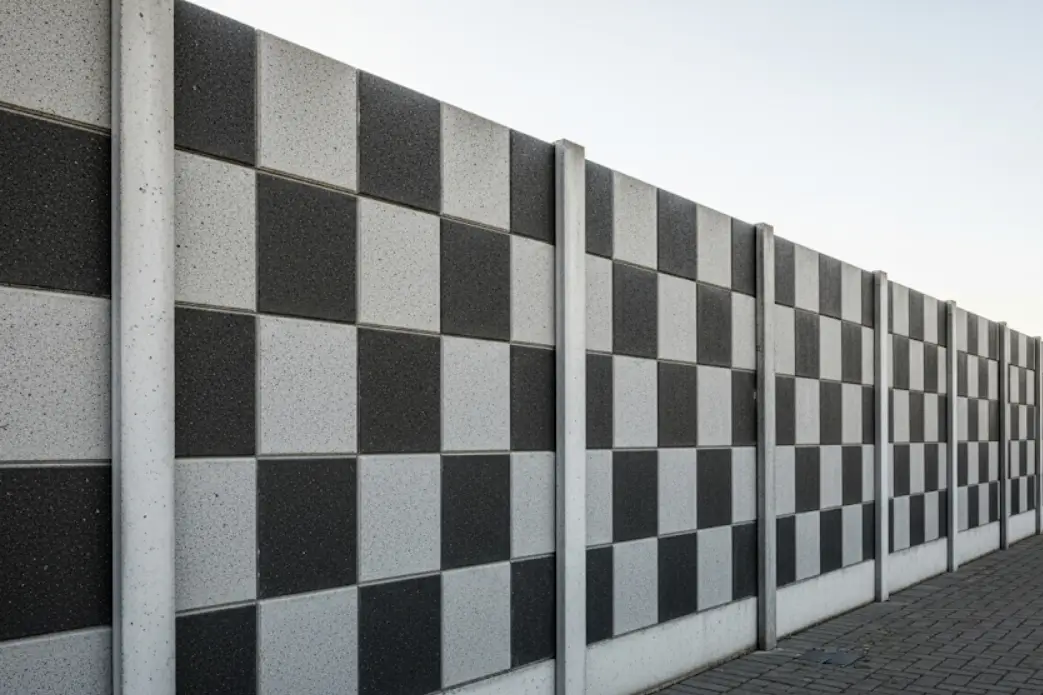 pagar panel beton motif kotak kotak