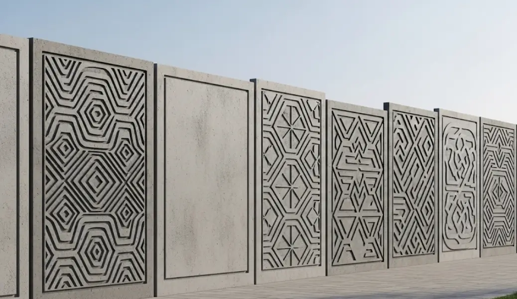 pagar panel beton motif abstrak