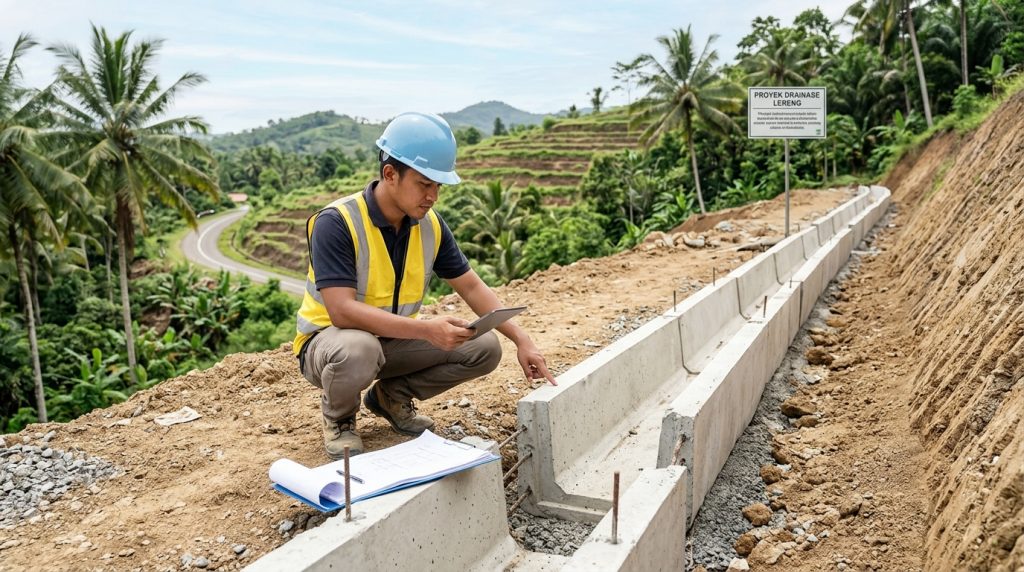 Tahapan Pemasangan U-Ditch Lahan Miring yang Tepat Agar Tidak Mudah Bergeser